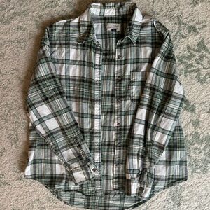 Green & Cream Plaid Button Down Shirt